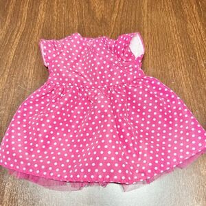 OG Dolls Pink Polka Dot Dress‎ White Dots Tulle Hem Girls Doll Outfit EUC